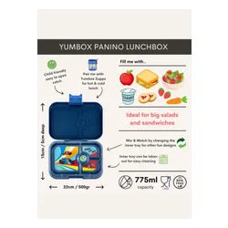 Lunchbox dziecięcy Yumbox Panino 750 ml - Monte Carlo blue / race cars tray