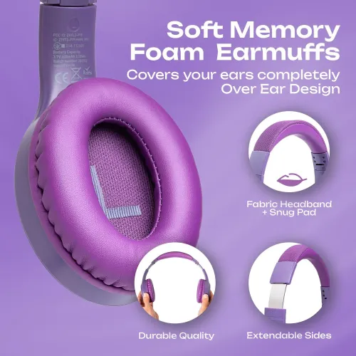 Słuchawki bezprzewodowe PowerLocus P19 Purple Nauszne Bluetooth 5.3 Fioletowy