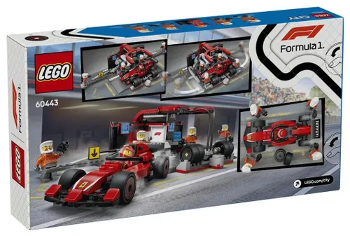 LEGO City 60443 F1 Pit stop i mechanicy z bolidem Ferrari