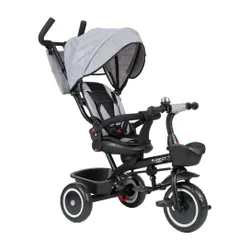 Rowerek trójkołowy z daszkiem FUNFIT 3w1 obracany pchacz Zippy szary