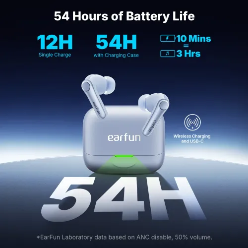 Słuchawki bezprzewodowe Earfun Air Pro 4+ ANC Dokanałowe Bluetooth 6.0 Funkcje AI Niebieski