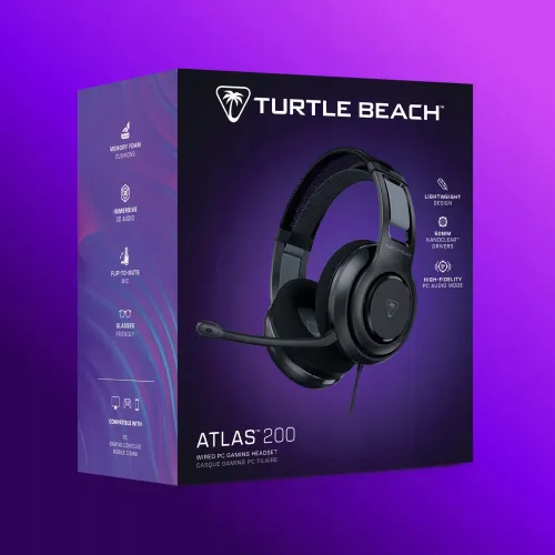 Słuchawki przewodowe z mikrofonem Turtle Beach Atlas 200 USB dla PC Nauszne Czarrny