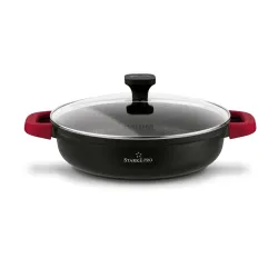 Patelnia na indukcję marmurowa z pokrywką krótkie uchwyty Starke Pro Ochre 28 cm