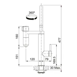 Bateria kuchenna stojąca FRANKE Vital J do filtra wody Chrom 120.0621.229