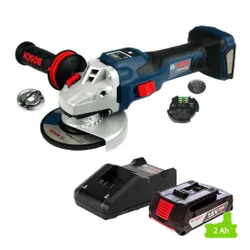 Szlifierka kątowa BOSCH GWS 18V-15 SC + Ładowarka BOSCH Professional GAL 18V-40 1600A019RJ + Akumulator BOSCH Professional GBA 1600Z00036 2Ah 18V