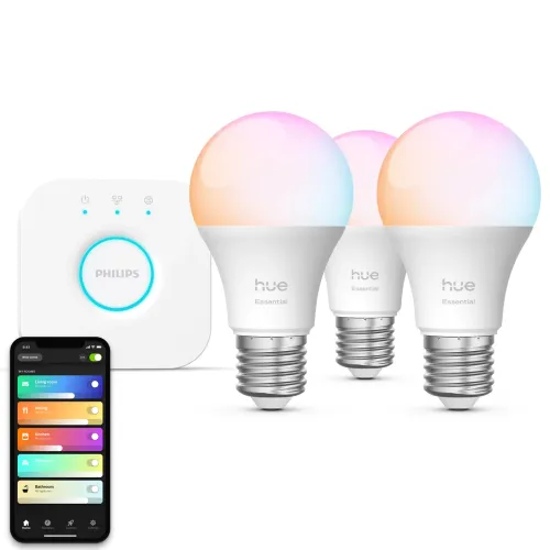Inteligentna żarówka LED PHILIPS HUE 929004235411 E27 8W Bluetooth, ZigBee (3 szt.) + Mostek