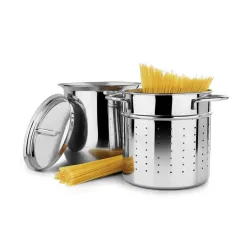 Garnek do gotowania makaronu ze stali nierdzewnej z pokrywką i durszlakiem LA PASTOSA