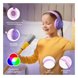 Słuchawki bezprzewodowe PowerLocus Bobo Nauszne Dla Dzieci Bluetooth 5.3 Różowo-fioletowy