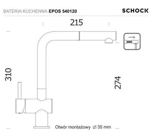 Bateria Schock Epos 540120 Onyx Mosiądz