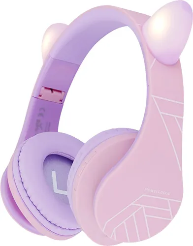 Słuchawki nauszne POWERLOCUS P2 Kids Kocie uszy Fioletowo-różowy