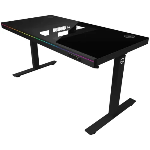 Biurko Lorgar Desk Elite 90 Series DE90G Blat Szklany140cm Regulacja wysokości Czarny