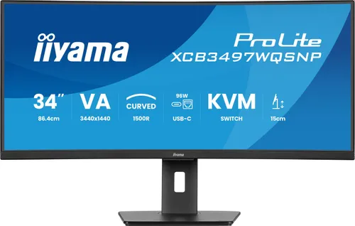 Monitor IIYAMA ProLite XCB3497WQSNP-B1 34" 3440x1440px 120Hz 0.4 ms [MPRT] Curved + Norton Small Business
