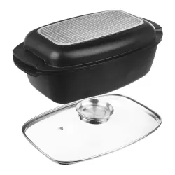 Brytfanna aluminiowa z pokrywką i patelnią grillową 5 l