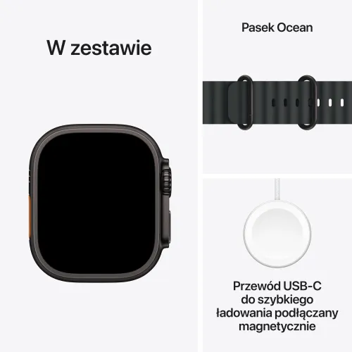 Apple Watch Ultra 3 GPS + Cellular 49mm koperta tytanowa (czarny) + pasek Ocean (czarny)