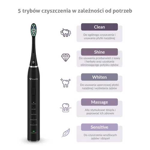 Szczoteczka soniczna TRUELIFE SonicBrush Clean30 Czarny