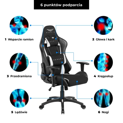 Fotel GAMVIS Expert Czarny (białe elementy)