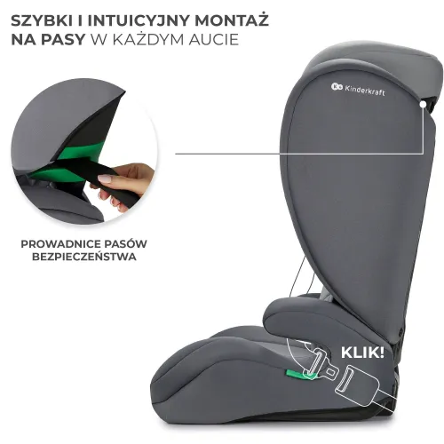 Fotelik samochodowy KINDERKRAFT I-Spark I-Size 2w1 100-150 cm (9-36 kg) Szary