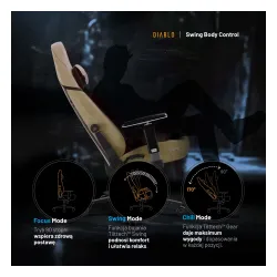 Fotel Diablo Chairs X.Eye Prime, Normal Size, Broken Gold Gamingowy do 140kg Złoty