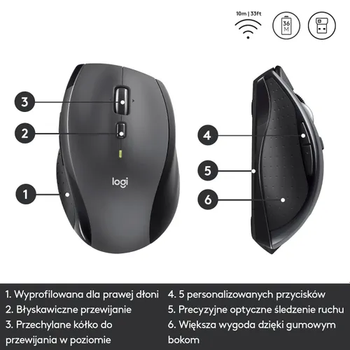 Myszka Logitech M705 Czarno-szary