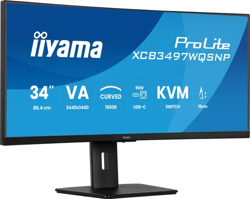 Monitor IIYAMA ProLite XCB3497WQSNP-B1 34" 3440x1440px 120Hz 0.4 ms [MPRT] Curved + Norton Small Business