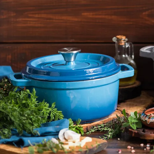 Garnek żeliwny VINTAGE CUISINE VC2P2218BL20CP Niebieski Ombre 2.2L