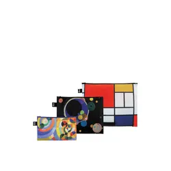 Trzy saszetki z recyklingu Loqi Mondrian, Kandinsky, Delaunay - circular forms / several circles / composition