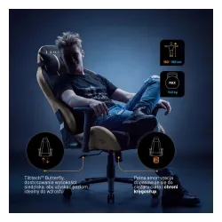 Fotel Diablo Chairs X-One 2.0 Normal Camel Black Gamingowy do 140kg Tkanina Czarno-Beżowy