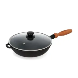 Patelnia żeliwna z pokrywką i odpinaną rączką MAYSTERNYA WOOD 24 cm