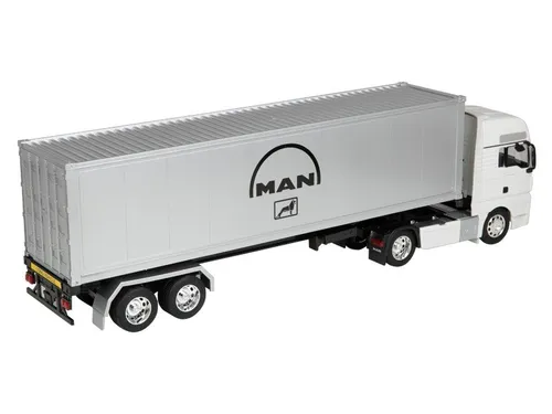Model 1:32, MAN TGX, ciągnik biały - naczepa srebrna