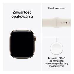 Apple Watch 10 GPS + Cellular 42mm koperta z tytanu (złoty) + pasek sportowy rozmiar M/L (księżycowa poświata)