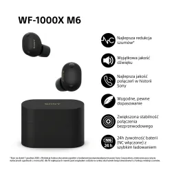 Słuchawki bezprzewodowe Sony WF-1000XM6 ANC Dokanałowe Bluetooth 5.3 Czarny