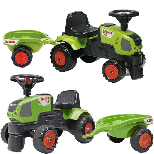 Falk Traktorek Baby Claas Axos 310 Zielony z Przyczepką od 1 roku
