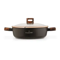 Patelnia na indukcję krótkie uchwyty z pokrywką Starke Pro Starlet Brown 28 x 8 cm