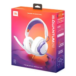 Słuchawki JBL Quantum 250, Nauszne, Dźwięk przestrzenny Biało-fioletowy