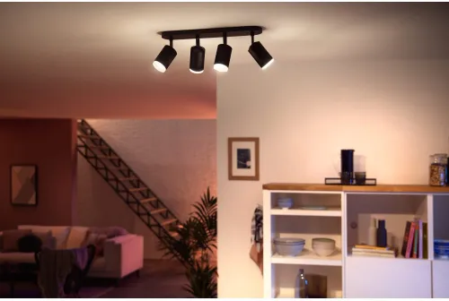 Oświetlenie punktowe Philips Hue White and Color Ambiance Poczwórne Fugato Czarny