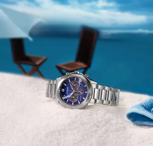 Zegarek CITIZEN Modern Chromo CA4590-81L Srebrno-granatowy