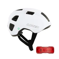 Kask rowerowy LAZER Vandal KinetiCore Biały Miejski (rozmiar M/L) + Lampka rowerowa LAZER LED Uniwersalna PLZ2227891238