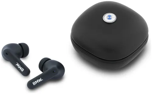 Słuchawki dokanałowe BMW Leather Metal Logo ANC Czarny
