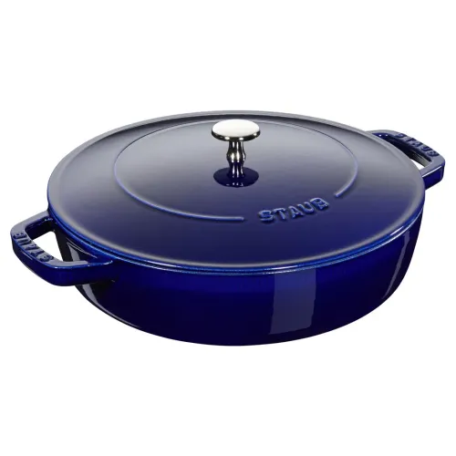 STAUB Żeliwna patelnia do duszenia z pokrywką 24 cm, niebieski