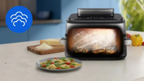 Air Fryer Frytkownica beztłuszczowa Philips NA565/02 Ovi Ultra Megabasket z funkcją Steamfry, pary, auto czyszczenie