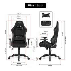 Fotel GAMVIS Phantom Large Czarny (białe elementy)