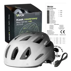 Kask rowerowy VAYOX Active VA0424WBM Biało-czarny MTB z lampką (rozmiar M)