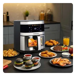 Air Fryer Frytkownica beztłuszczowa BERDSEN BD-656 9.1l 7 gotowych programów Srebrny