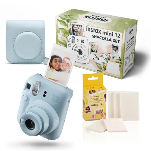 Камера Fujifilm Instax Mini 12 (синий) + чехол + 2x рамка