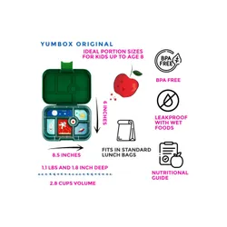 Yumbox Okulu için öğle Yemeği Kutusu Orijinal-keşfedin yeşili / roket tepsisi