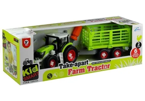 Duży Traktor Do Rozkręcania 43Cm Zestaw Konstrukcyjny Otwierana Przyczepa Łyżka