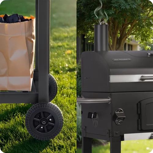 Grill węglowy ogrodowy Berdsen BD-891 komin żeliwny ruszt termometr + pokrowiec