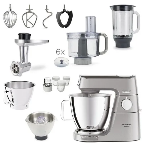 Robot kuchenny planetarny KENWOOD Titanium Chef Baker XL KVL85.704SI (2 misy) z wagą, malakserem i krajarką