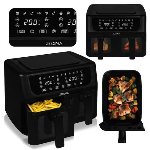 Air Fryer Frytkownica beztłuszczowa ZEEGMA Knapper Dual 9l 12 automatycznych programów