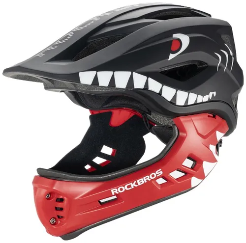 Kask rowerowy ROCKBROS TT-32005 Shark Czarny Full Face dla Dzieci z odkręcaną szczęką (rozmiar M)
